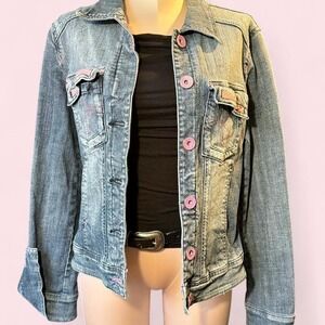 MNG Y2K denim jacket with pink button details 💗